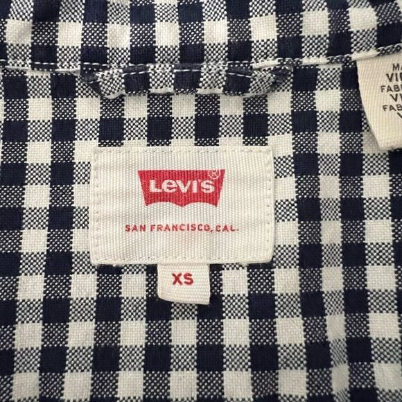 Levi's Mens Shirt XS Button-Down Black White Plaid Gingham Long Sleeve Cotton - Picture 7 of 12